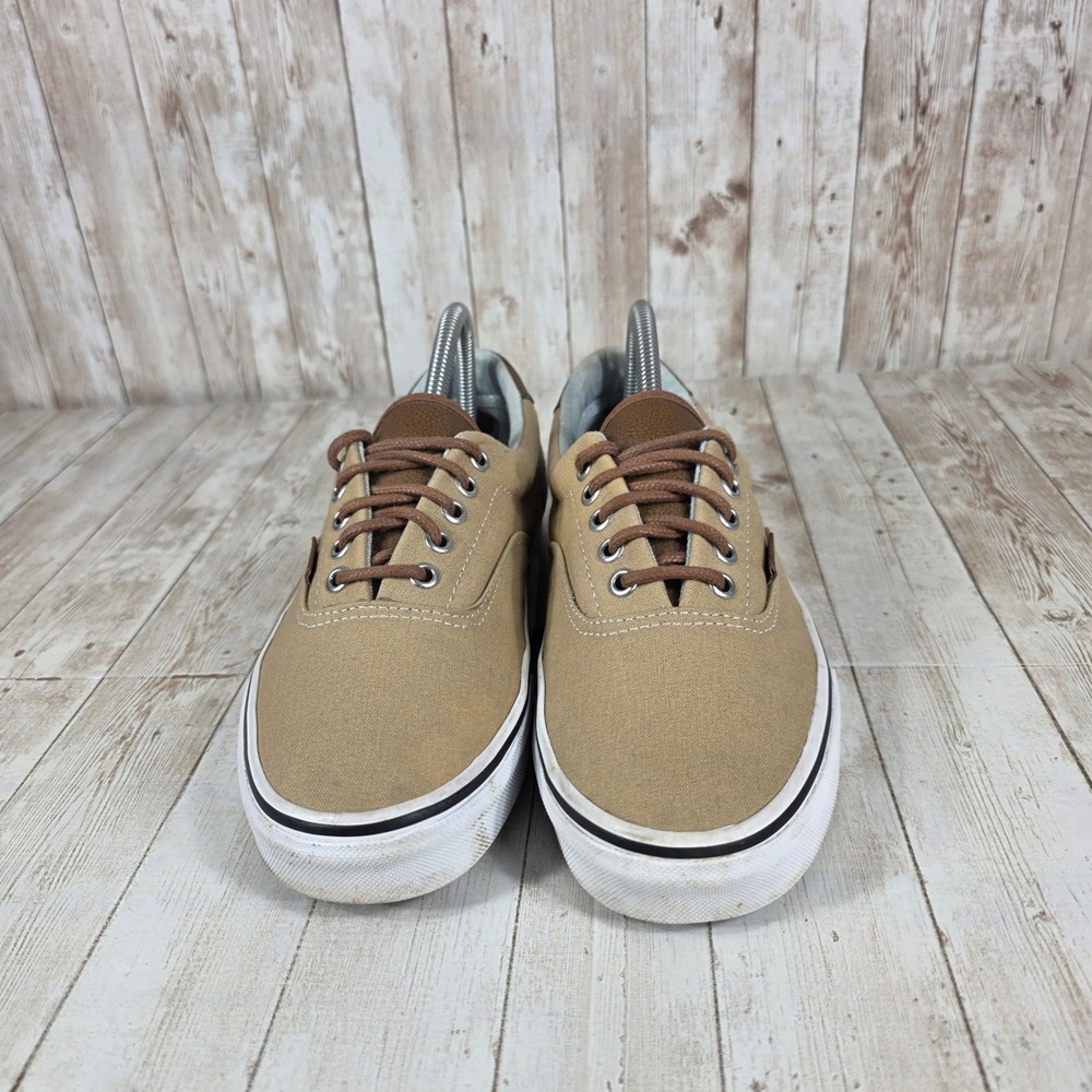 Vans Era Tan Canvas‎ Brown Leather Trim Lace Up Sneakers Women 10 - Picture 4 of 8